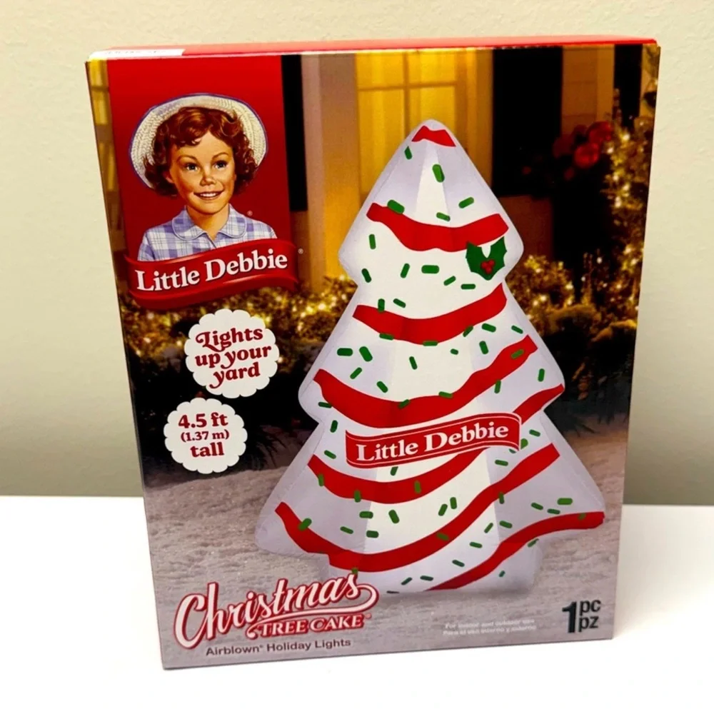 New Little Debbie Christmas Tree Cake Blow Up Holiday Inflatable, 4.5 feet tall